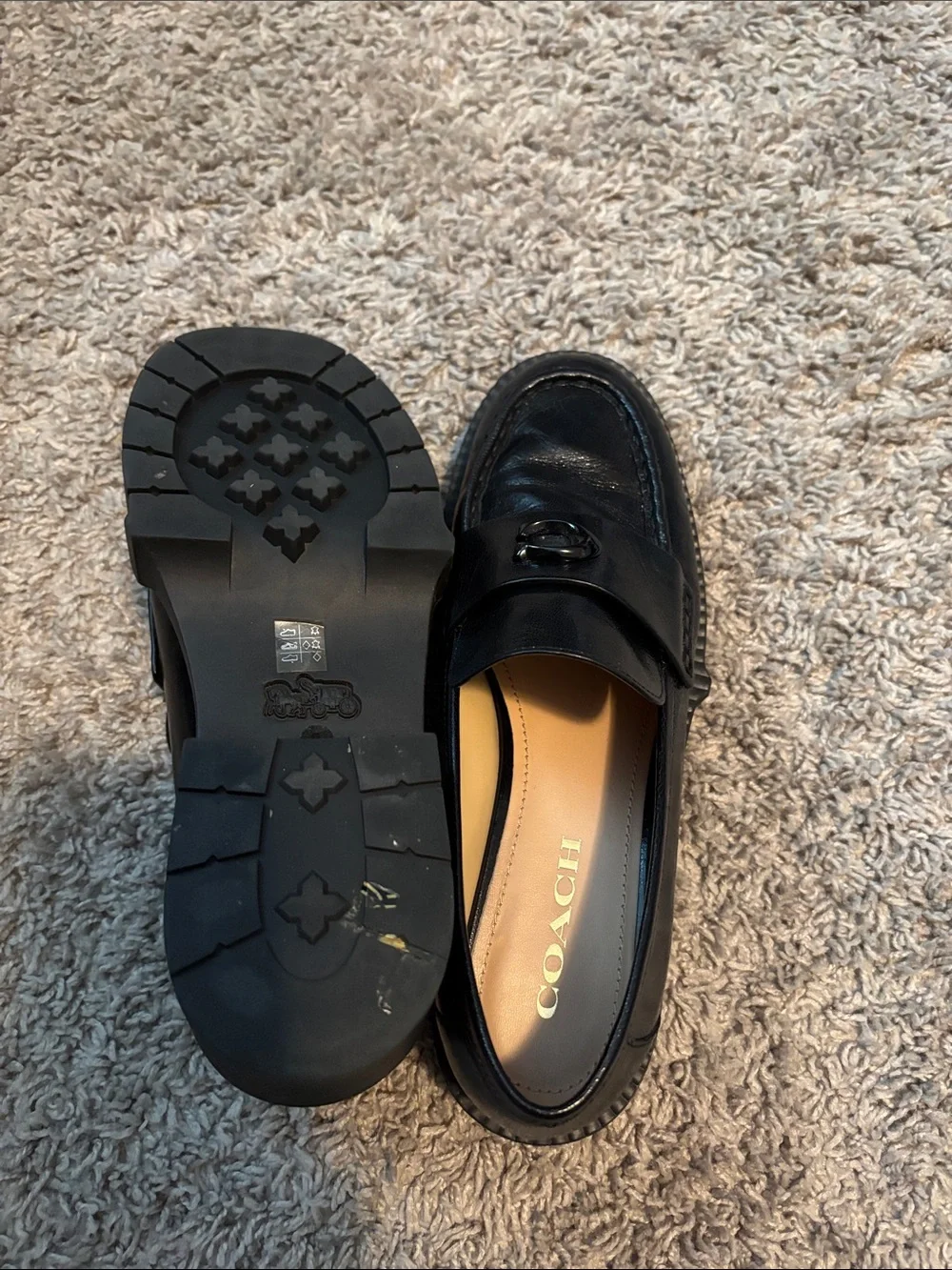 Coach Black Leah Lugsole Loafers